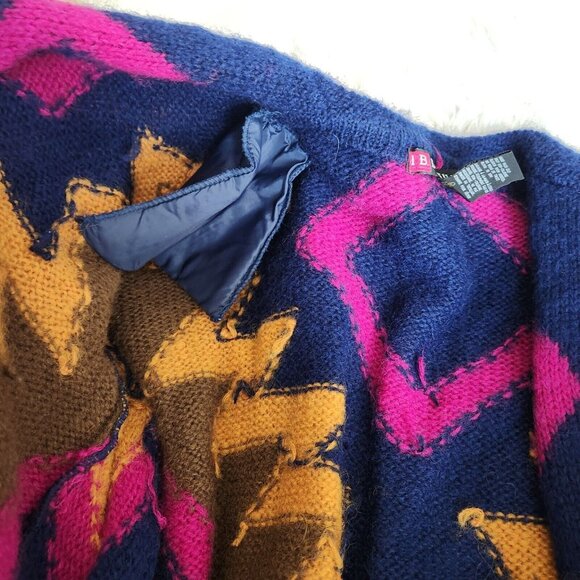 Vintage 90s Oversized Mohair Cardigan Sweater M Fringe Fuzzy Southwestern - Picture 8 of 16